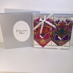 NIB Vintage Christian Dior dead stock (2) cotton scarves in box